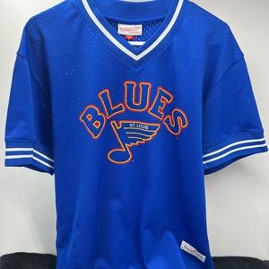 St Louis Blues Mitchell and Ness retro woodmark royal blue szL